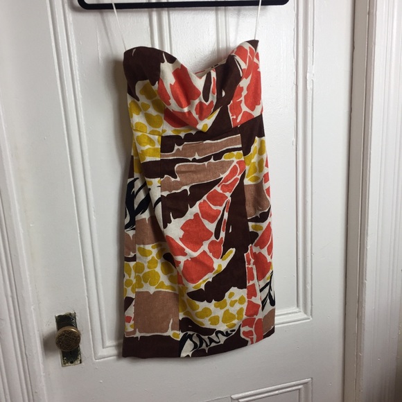 Tibi vintage orange brown strapless pattern dress - Picture 5 of 7